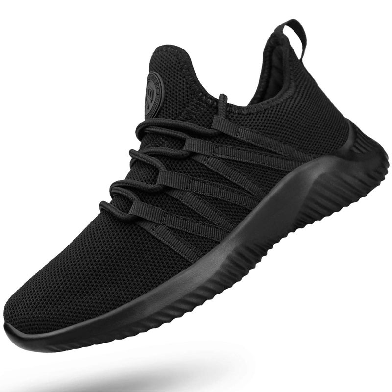 Feethit Womens Slip On Running Shoes Non Slip Walking Shoes Lightweight Gym Workout Shoes Breathable Fashion Sneakers All Black Size 7.5 - Image 1